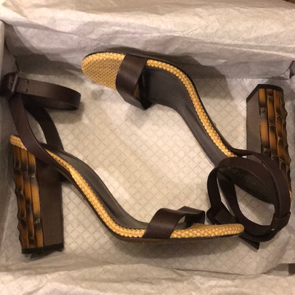 $799 Gucci Dahlia Black Leather Bamboo-Heel Sandal - Picture 8 of 11